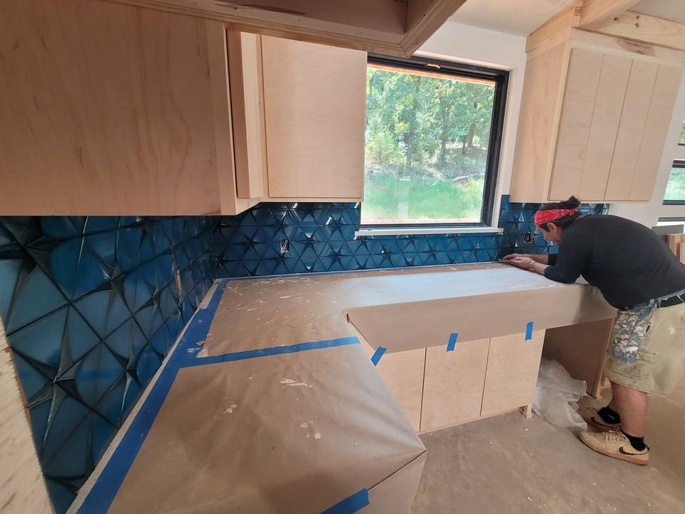 Kitchen backsplash and countertop installation in progress in Oklahoma City